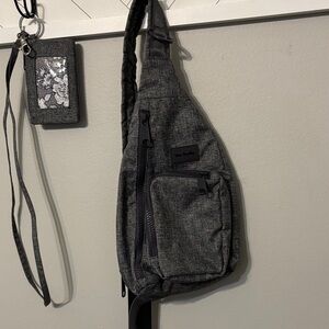 Vera Bradley Charcoal sling  Bag with matching id and lanyard